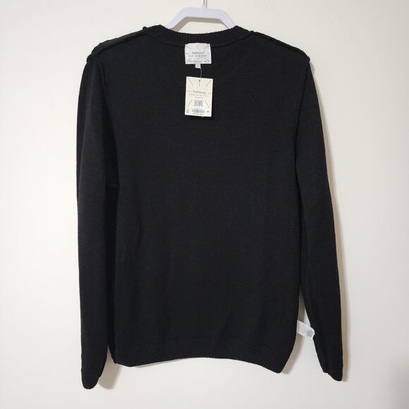 NWT Topman Mens Crew Neck Pullover Sweater Black Acrylic Made in Britain Size M - Picture 4 of 7